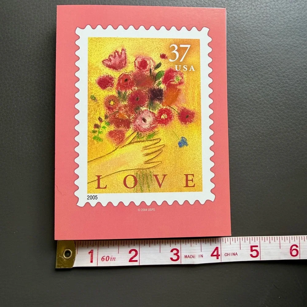 Vtg USPS Love Stamp Greeting Cards LOT of 11 USA Made Cherub Rose Puppy Bouquet